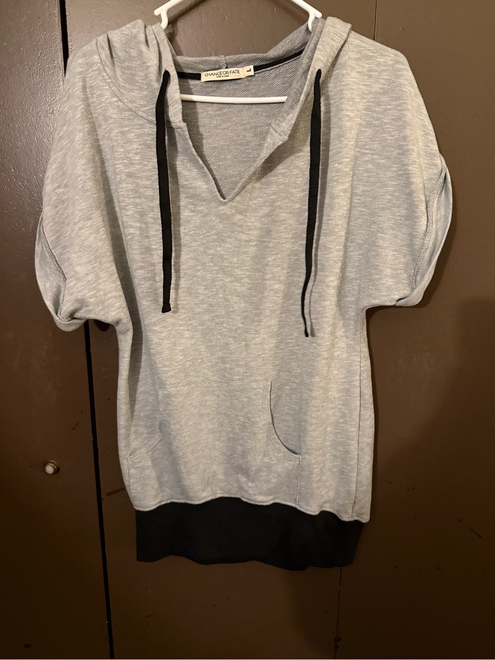 Chance or Fate Light Gray Crewneck Hoodie with Black Trim